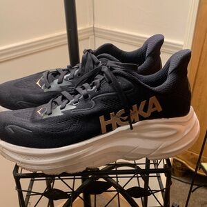 Hoka Black and White Athletic Shoes
